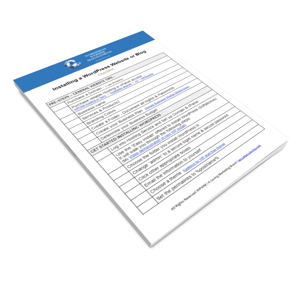 WP Install checklist download