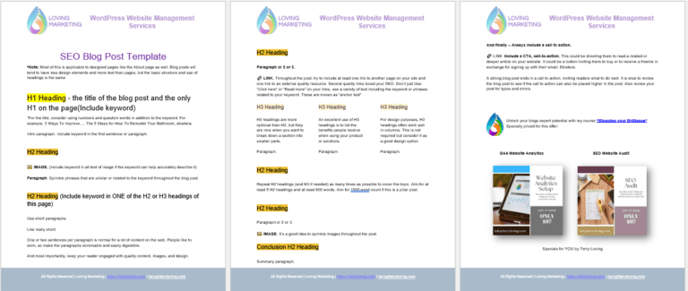 Blog Post SEO Template Loving Marketing